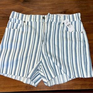 Loft blue and white striped high rise denim cutoff shorts size 30/10